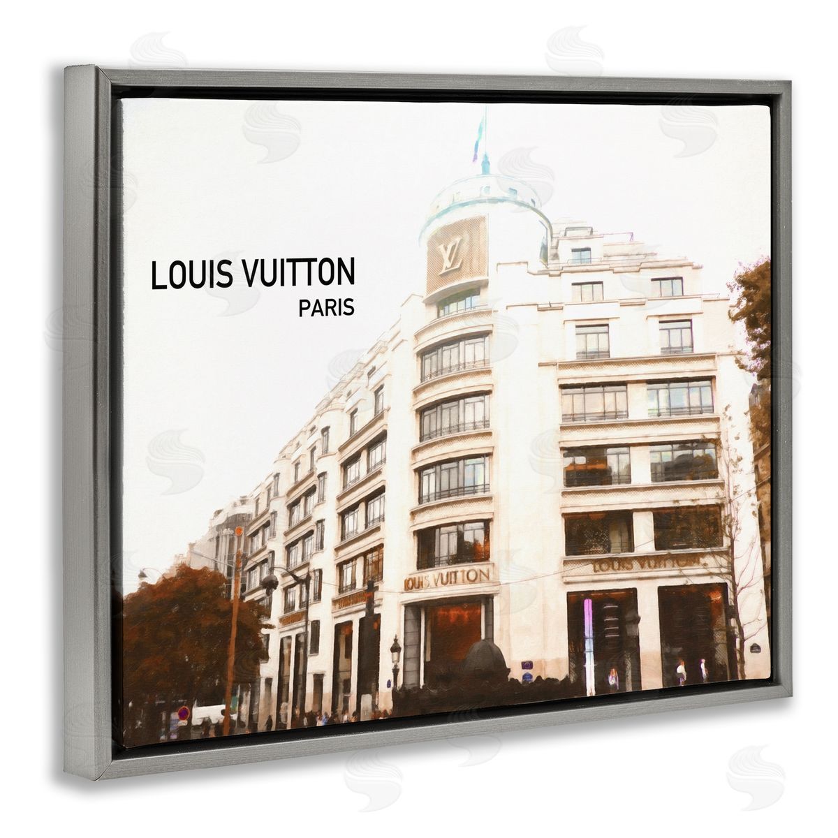 Designer Brand Building Grey Floating Frame Canvas Wall Art, Home Decor by Graffi*tee Studios