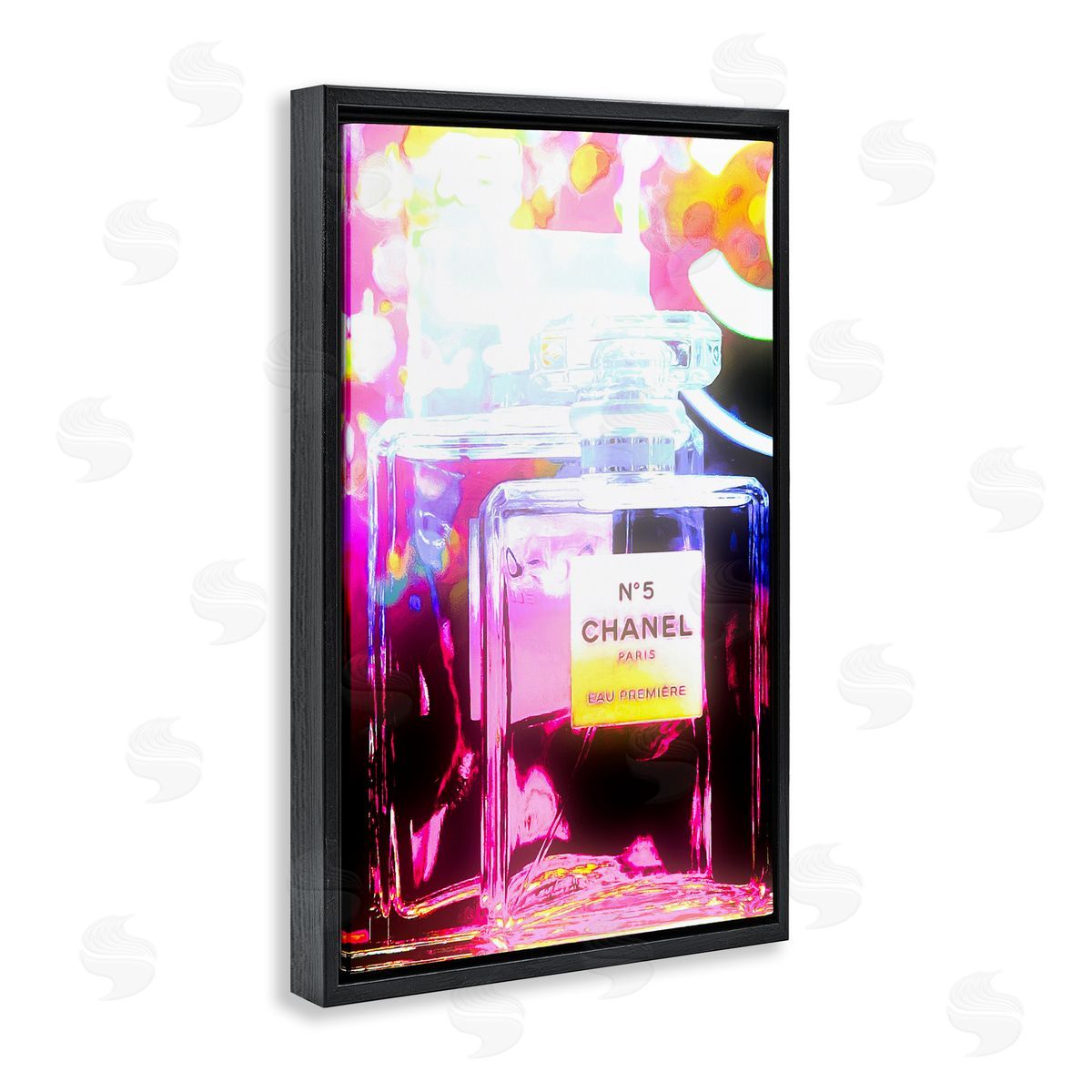 Pretty In Pink Perfume Black Floating Frame Canvas Wall Art, Home Decor by Graffi*tee Studios