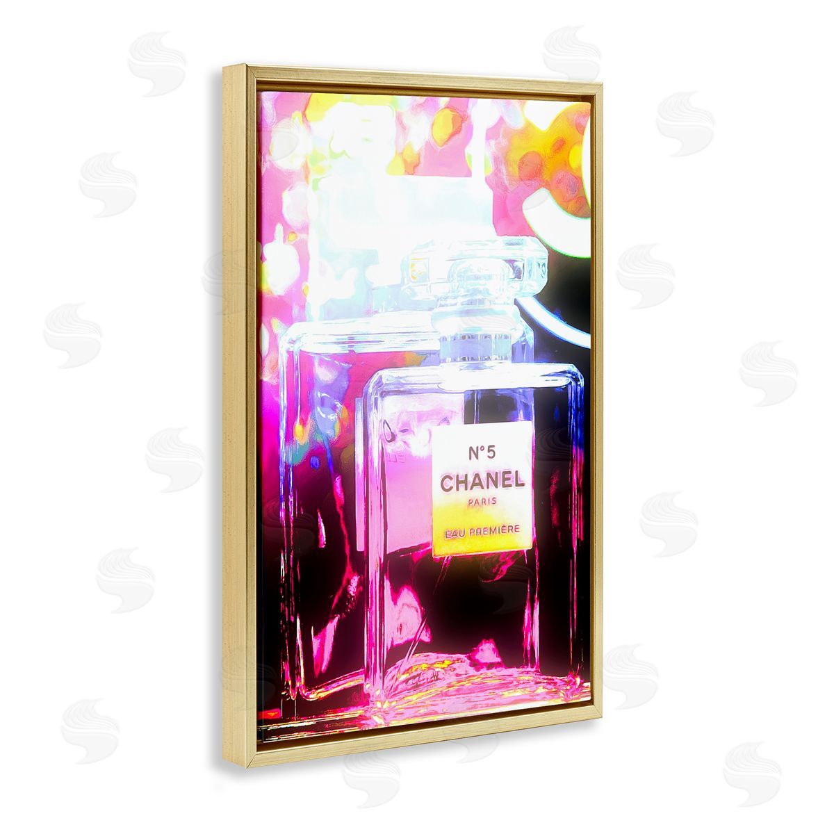 Pretty In Pink Perfume Gold Floating Frame Canvas Wall Art, Home Decor by Graffi*tee Studios