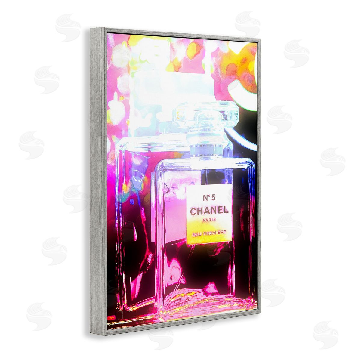 Pretty In Pink Perfume Grey Frame Print Wall Art, Home Decor by Graffi*tee Studios