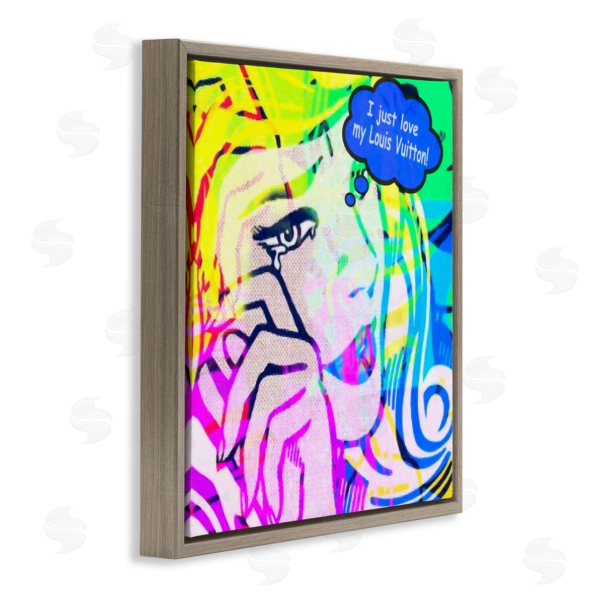 Graffitee Studios Pop Comic Style Glam Brown Floating Frame Canvas Wall Art Print