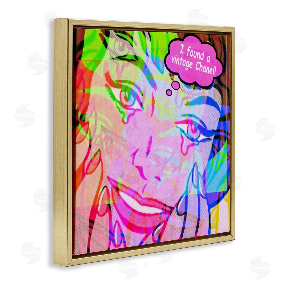 Graffitee Studios Pop Style Fashionista Gold Floating Frame Canvas Wall Art Print