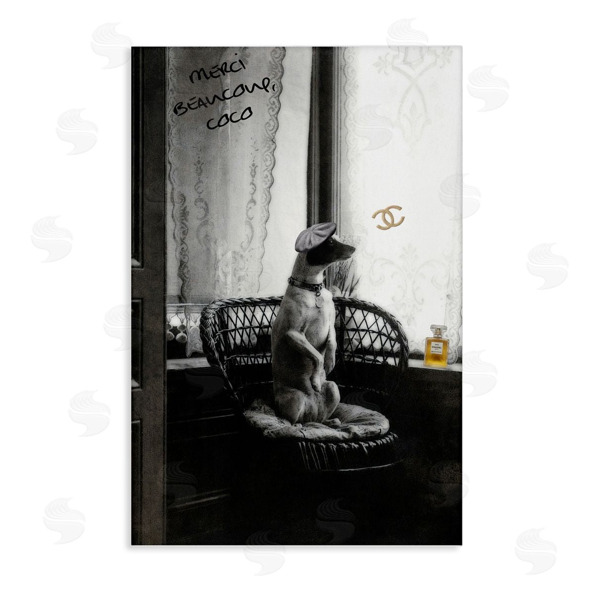 Chic Dog with French Words Canvas Wall Art, Home Decor by Graffi*tee Studios