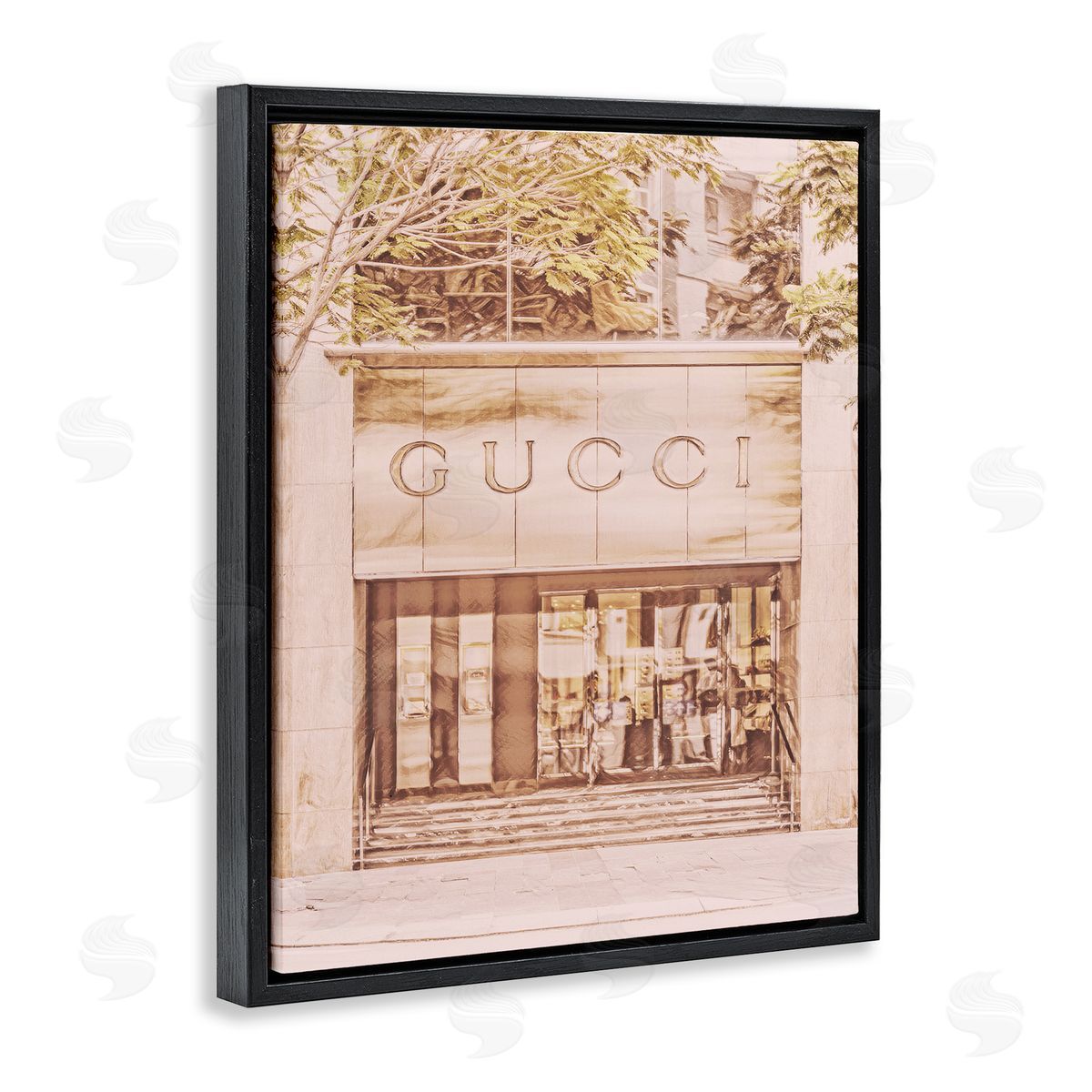 Pink Designer Storefront Black Floating Frame Canvas Wall Art, Home Decor by Graffi*tee Studios