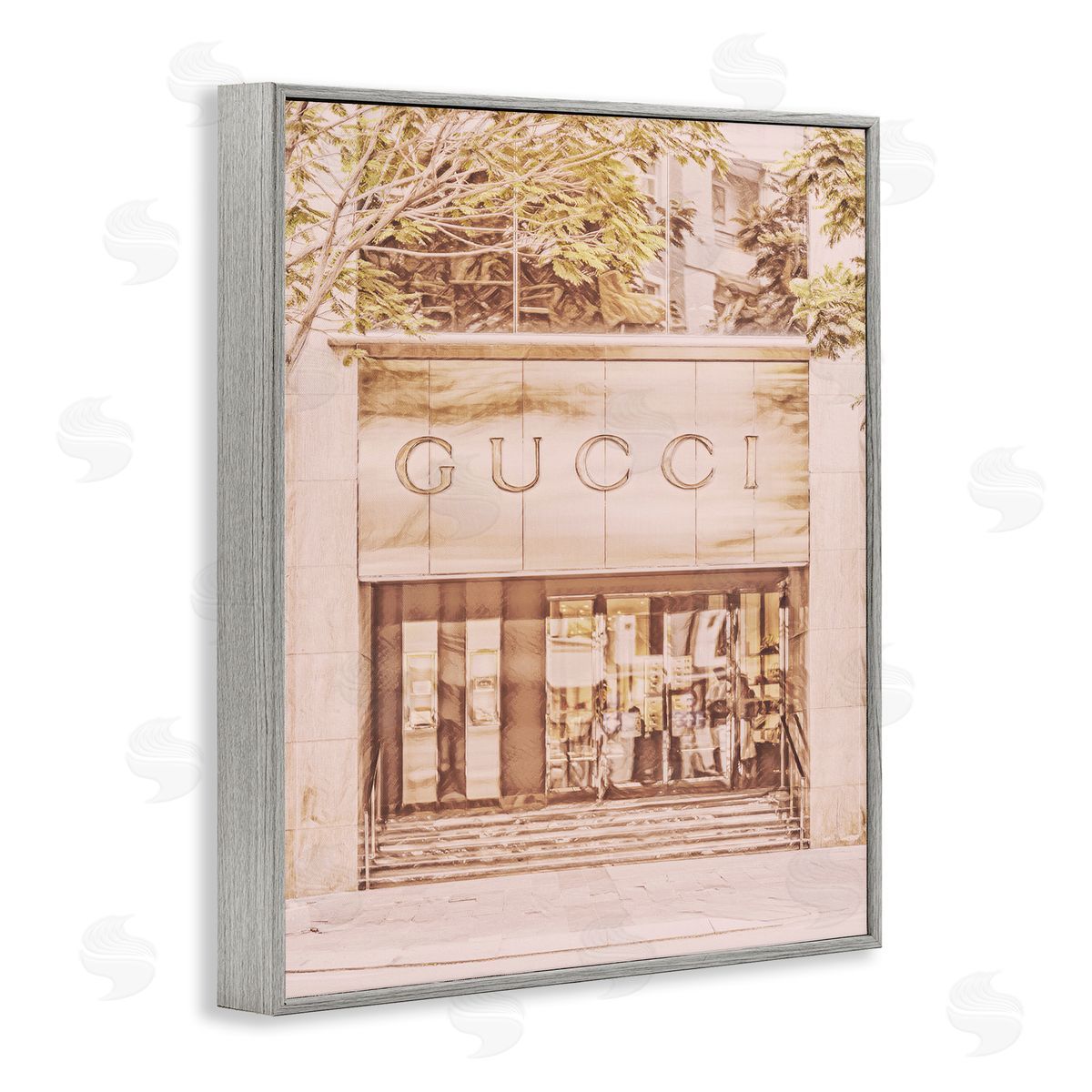 Pink Designer Storefront Grey Frame Print Wall Art, Home Decor by Graffi*tee Studios