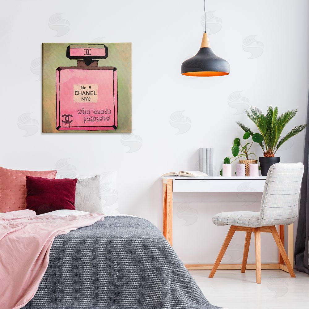 Graffitee Studios Who Needs Paris Glam Perfume Canvas Wall Art Print in Room