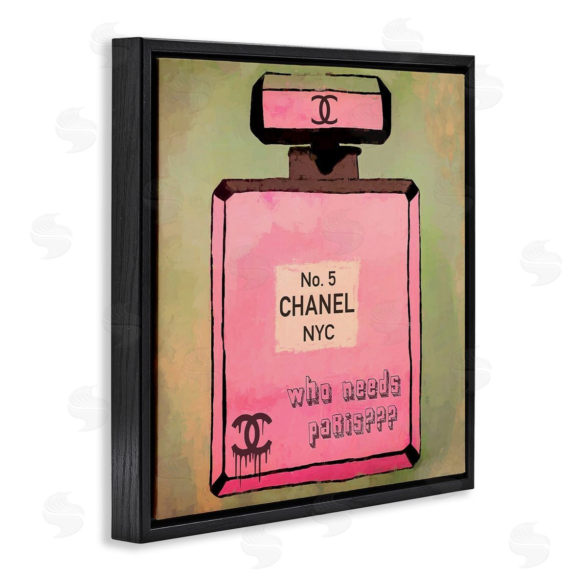 Graffitee Studios Who Needs Paris Glam Perfume Black Floating Frame Canvas Wall Art Print