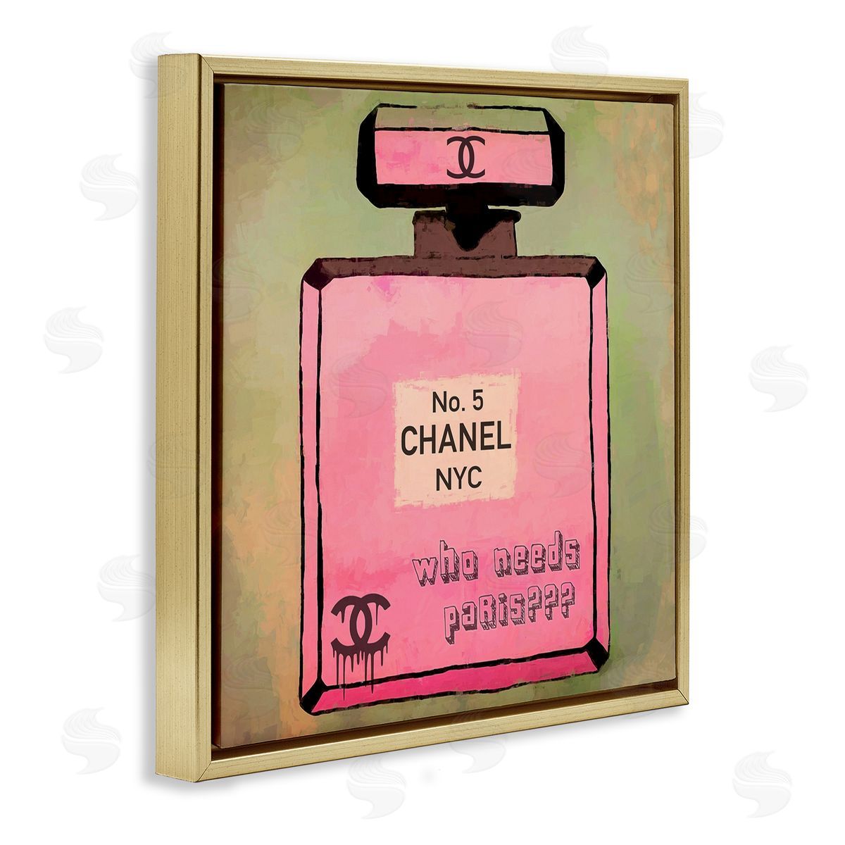Graffitee Studios Who Needs Paris Glam Perfume Gold Floating Frame Canvas Wall Art Print