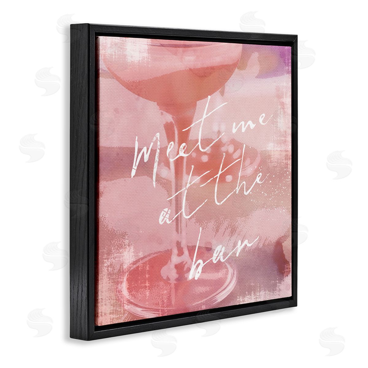 Graffitee Studios Meet Me at Bar Martini Black Floating Frame Canvas Wall Art Print