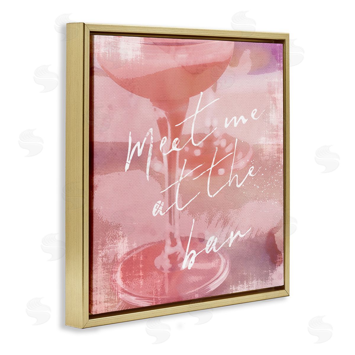Graffitee Studios Meet Me at Bar Martini Gold Floating Frame Canvas Wall Art Print