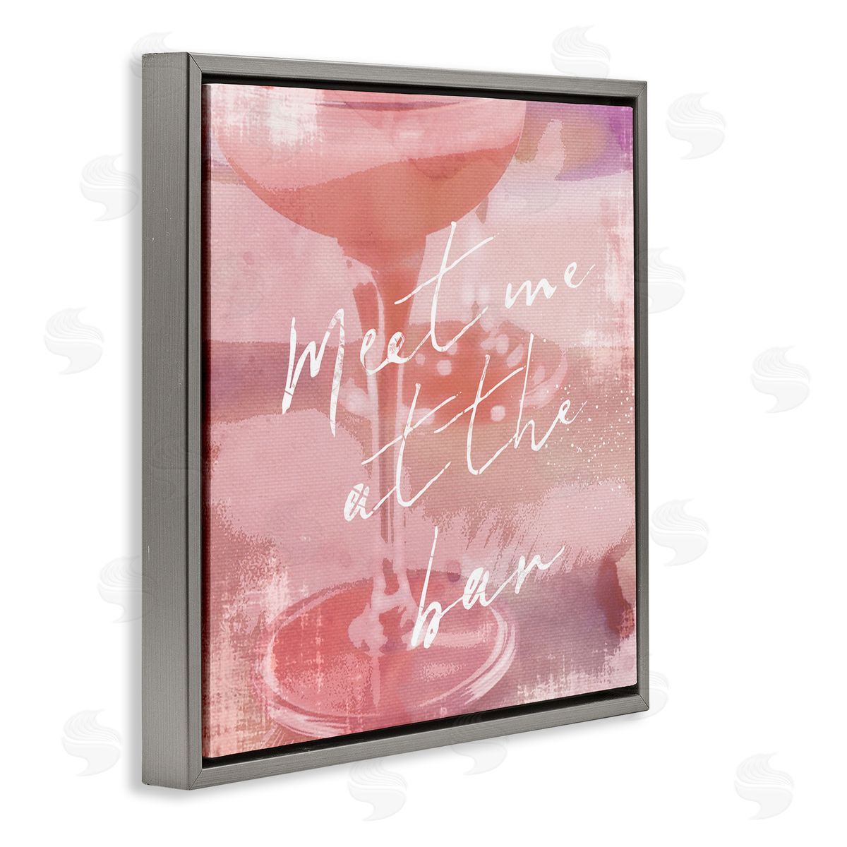 Graffitee Studios Meet Me at Bar Martini Gray Floating Frame Canvas Wall Art Print