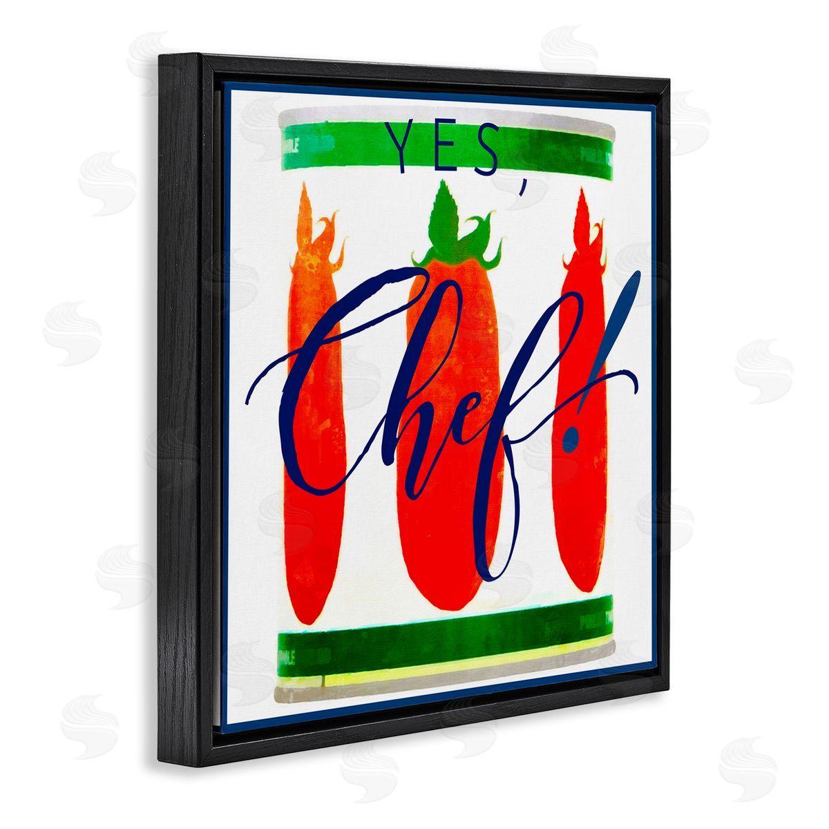 Graffitee Studios Yes Chef Canned Goods Black Floating Frame Canvas Wall Art Print