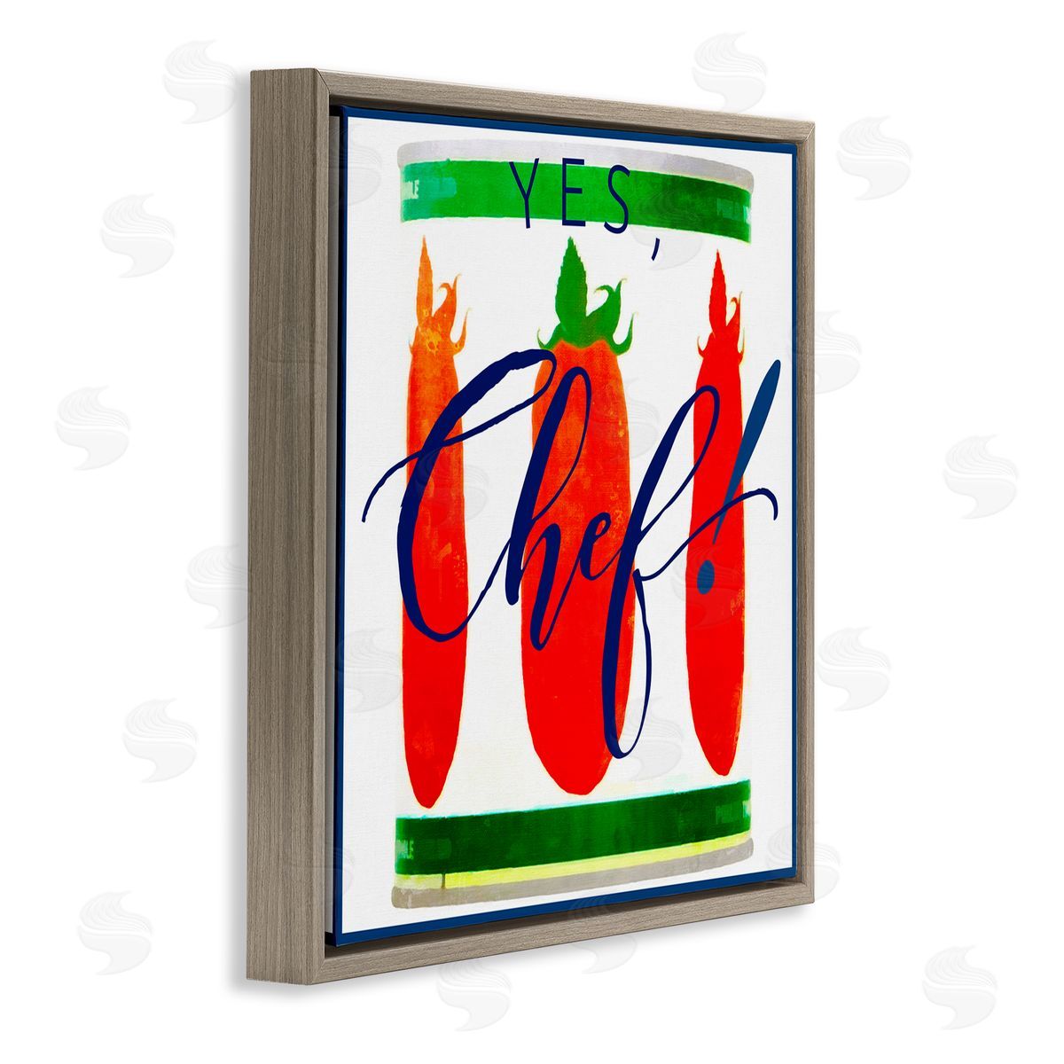 Graffitee Studios Yes Chef Canned Goods Brown Floating Frame Canvas Wall Art Print