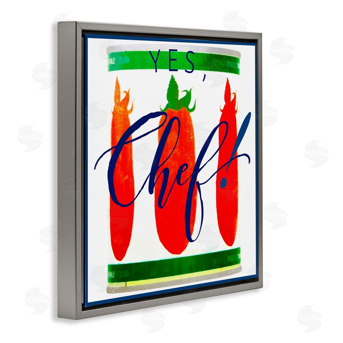 Graffitee Studios Yes Chef Canned Goods Gray Floating Frame Canvas Wall Art Print