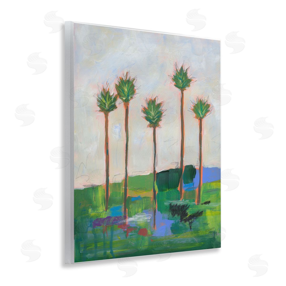Tall Palms Impression Wood Plaque Wall Art, Home Decor by Jan Weiss