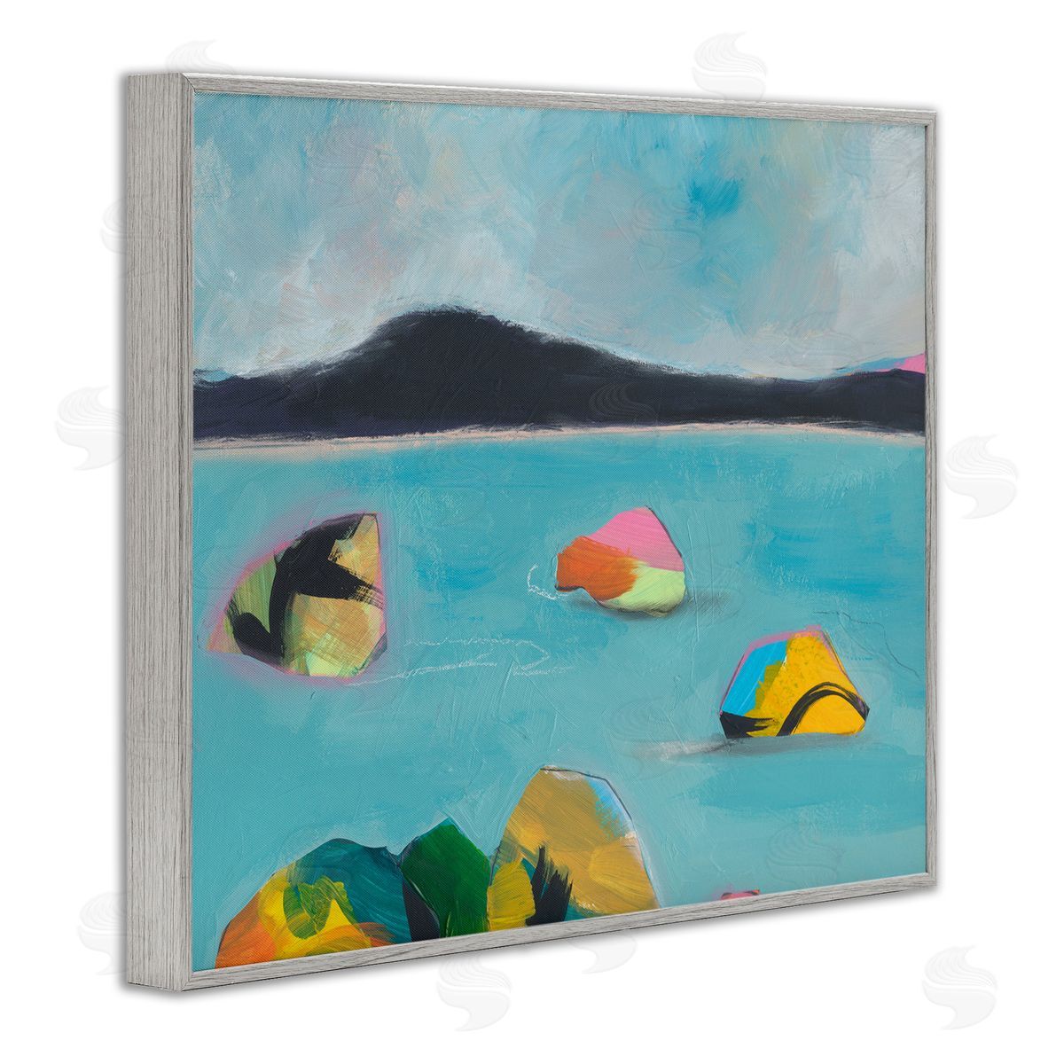 Jan Weiss Abstract Sea Buoys Gray Framed Giclee Wall Art Print