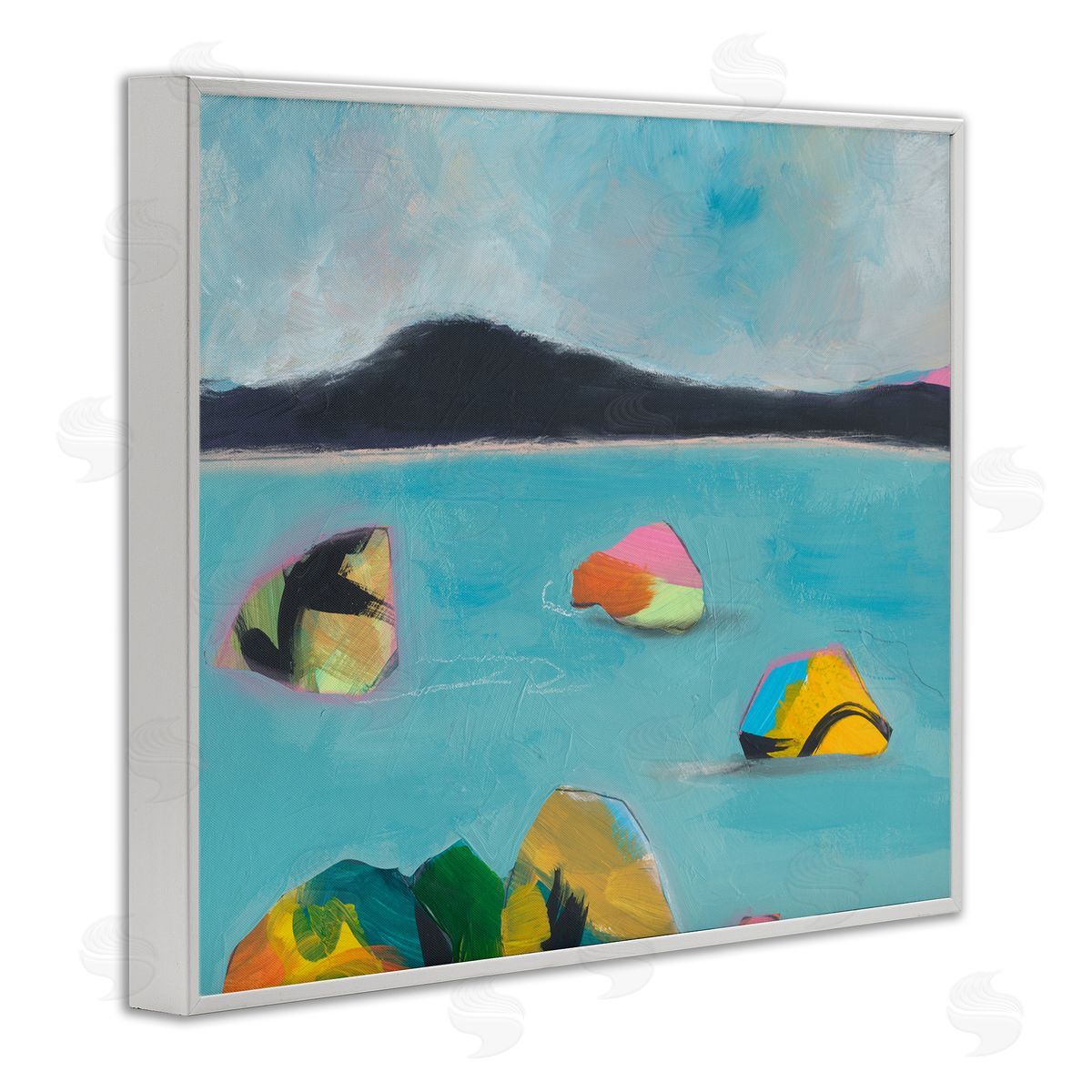 Jan Weiss Abstract Sea Buoys White Framed Giclee Wall Art Print