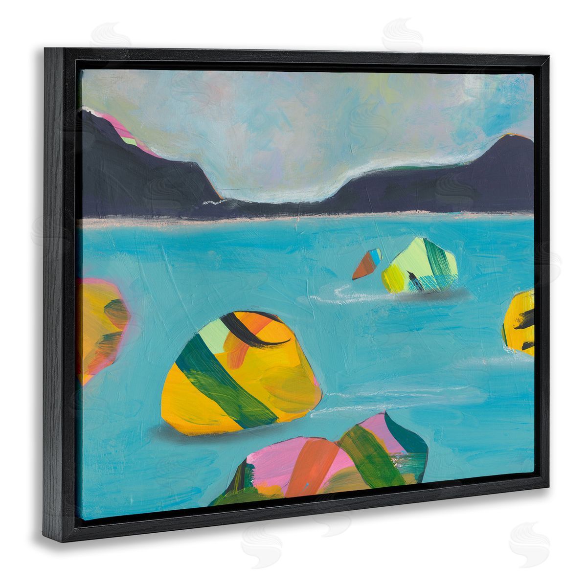 Jan Weiss Sea Buoys Floating Black Floating Frame Canvas Wall Art Print