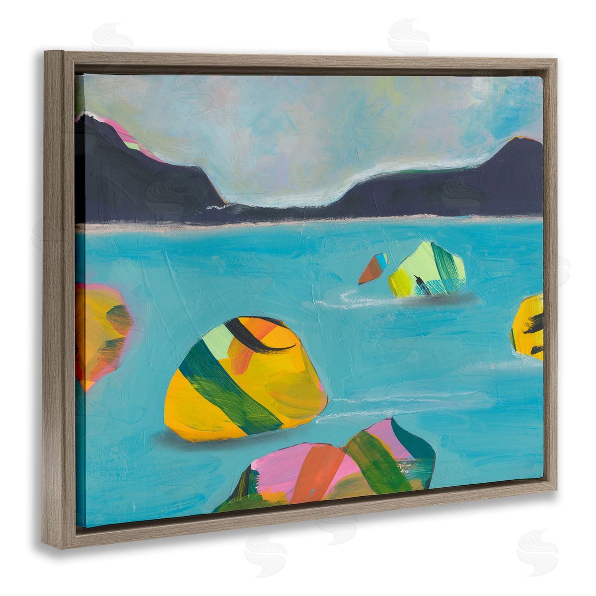 Jan Weiss Sea Buoys Floating Brown Floating Frame Canvas Wall Art Print