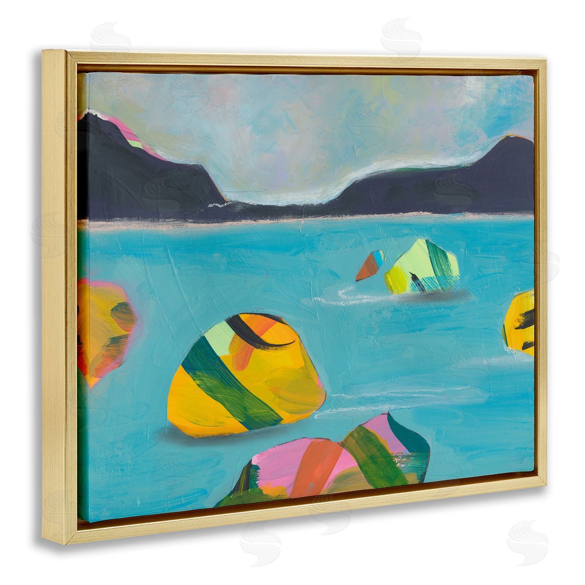 Jan Weiss Sea Buoys Floating Gold Floating Frame Canvas Wall Art Print