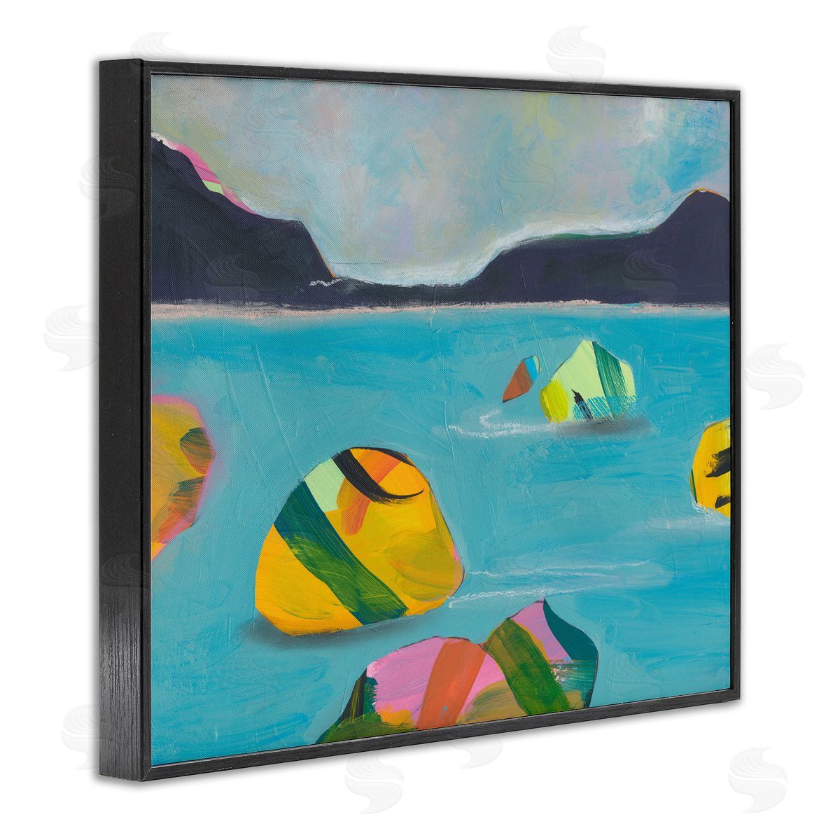 Jan Weiss Sea Buoys Floating Black Framed Giclee Wall Art Print