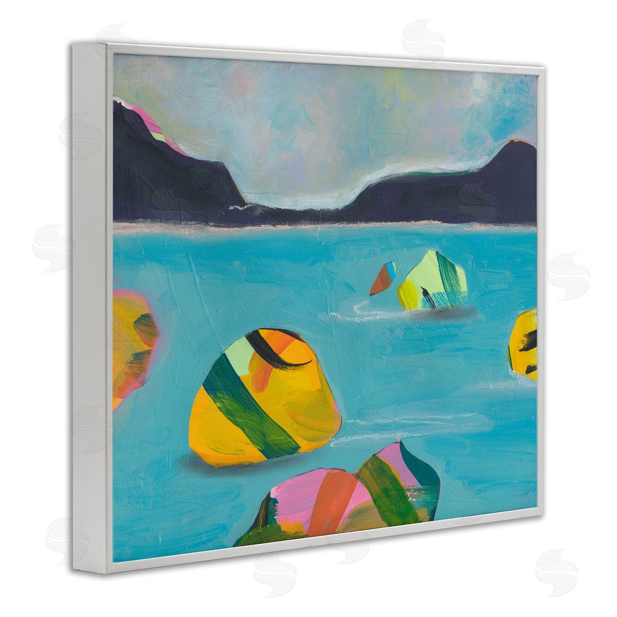 Jan Weiss Sea Buoys Floating White Framed Giclee Wall Art Print