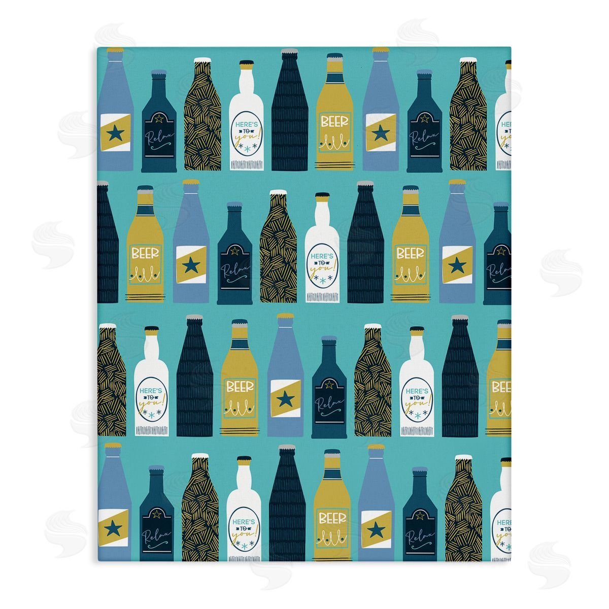 Arranged Beer Bottles Canvas Wall Art, Home Decor by Angela Nickeas
