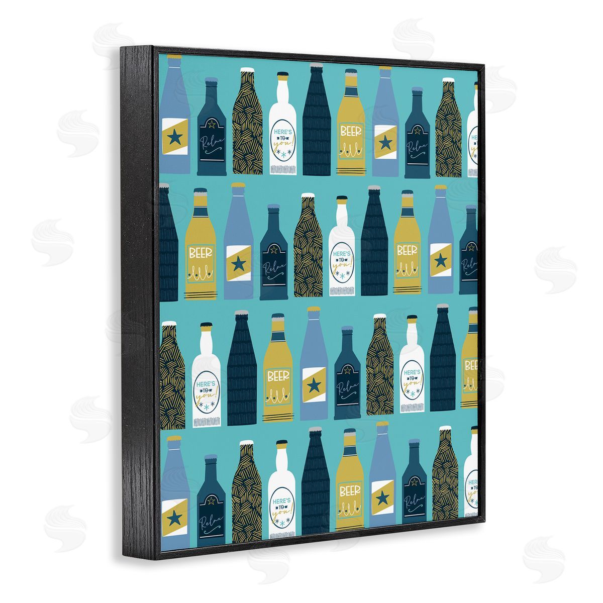 Arranged Beer Bottles Black Frame Print Wall Art, Home Decor by Angela Nickeas