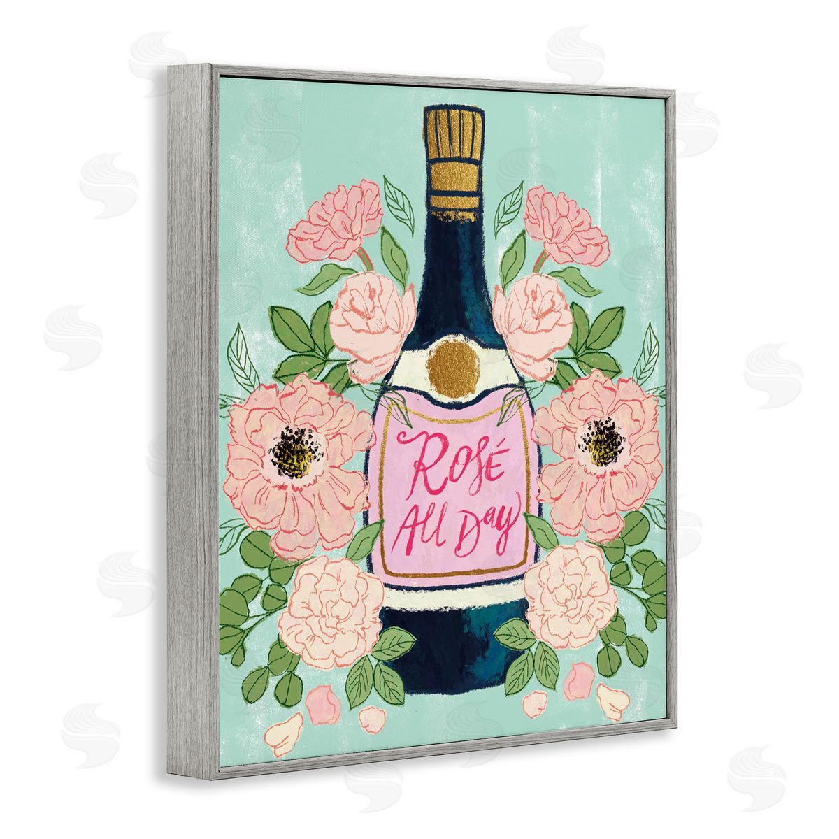 Rose All Day Champagne Grey Frame Print Wall Art, Home Decor by Joy Ting