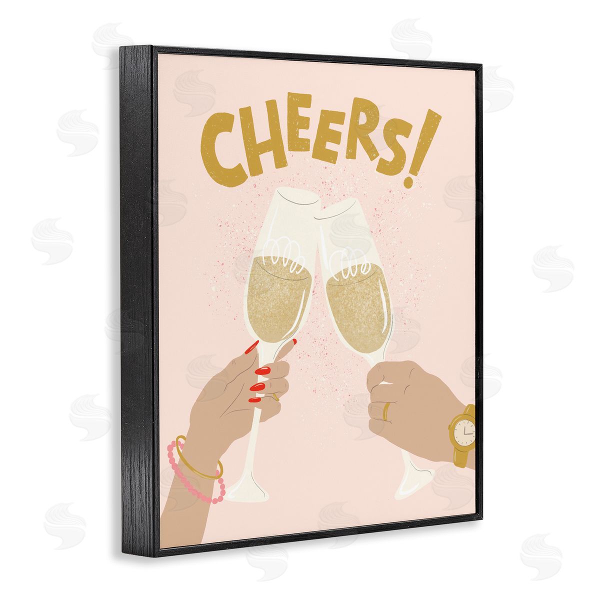 Celebration Cheers Drinks Black Frame Print Wall Art, Home Decor by Kristina Hultkrantz
