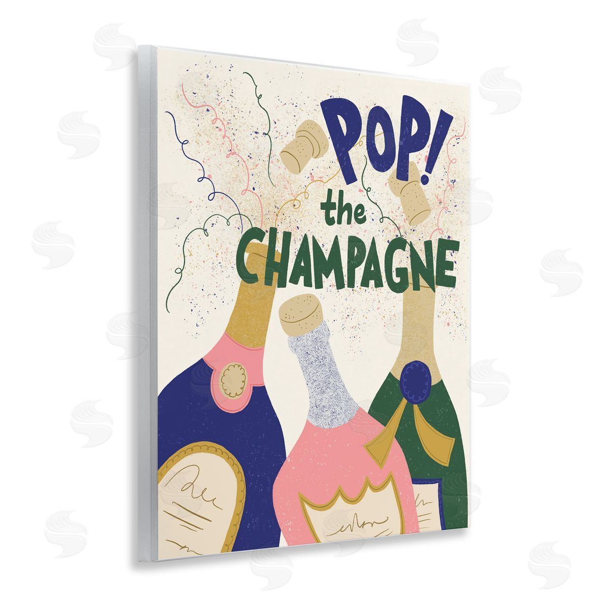 Pop The Champagne Celebrate Wood Plaque Wall Art, Home Decor by Kristina Hultkrantz