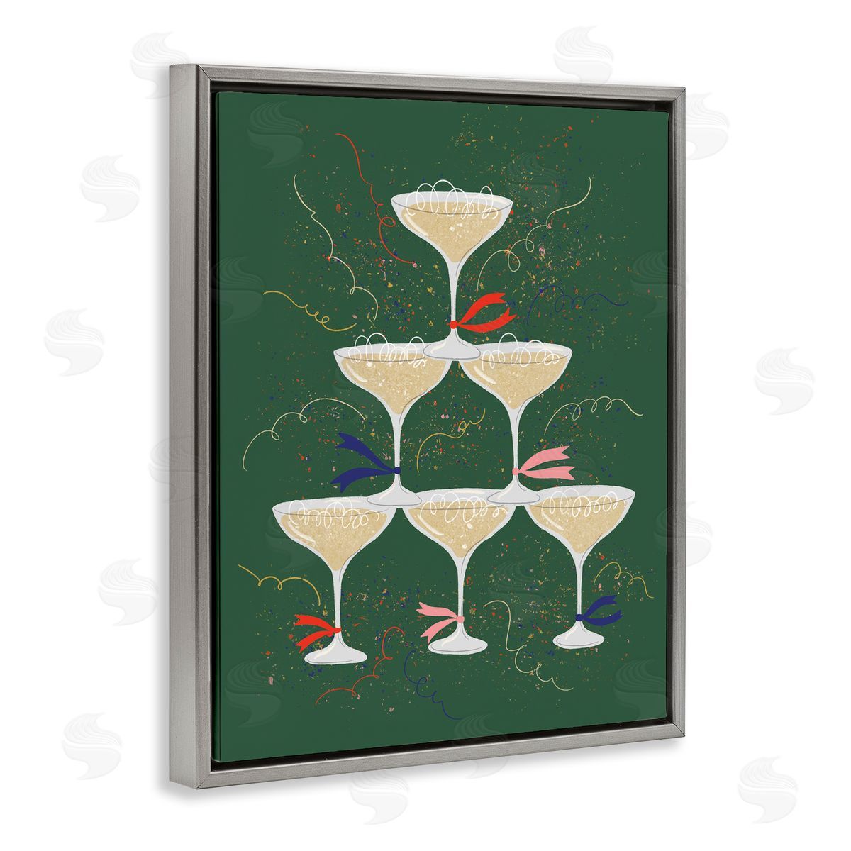 Celebration Drinks Tower Grey Floating Frame Canvas Wall Art, Home Decor by Kristina Hultkrantz