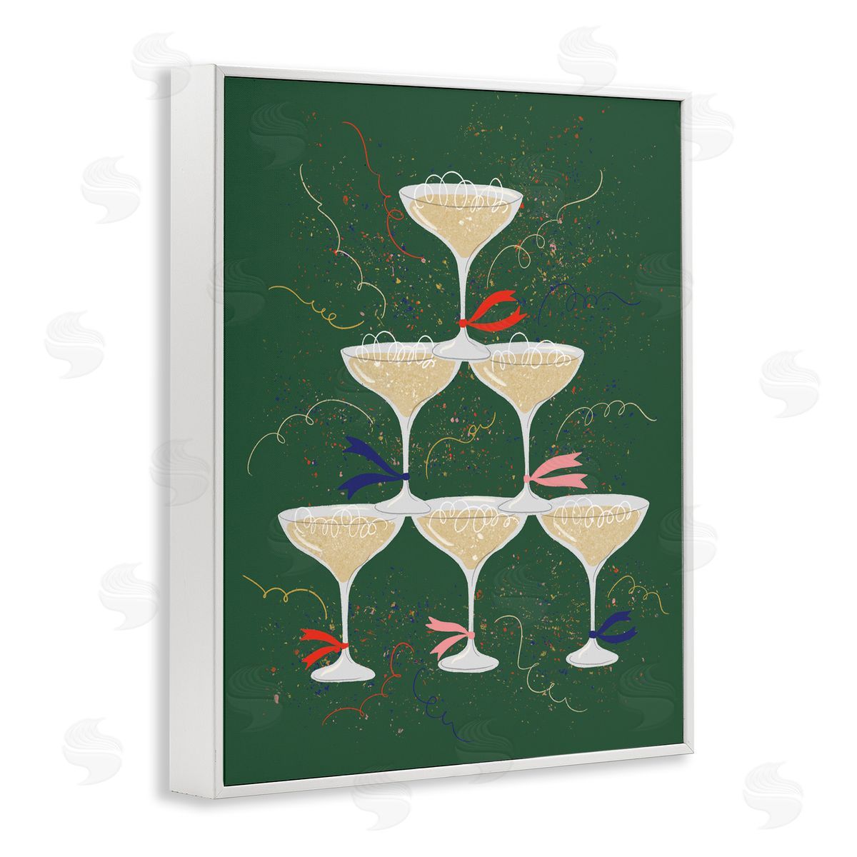 Celebration Drinks Tower White Frame Print Wall Art, Home Decor by Kristina Hultkrantz