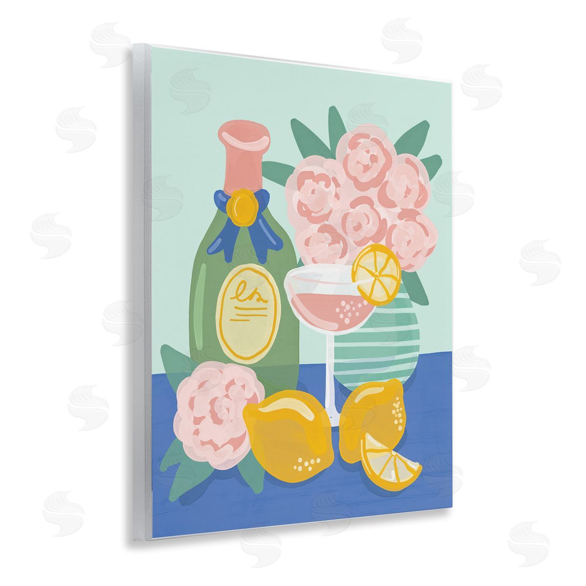 Lemons & Drinks Still Life Wood Plaque Wall Art, Home Decor by Kristina Hultkrantz