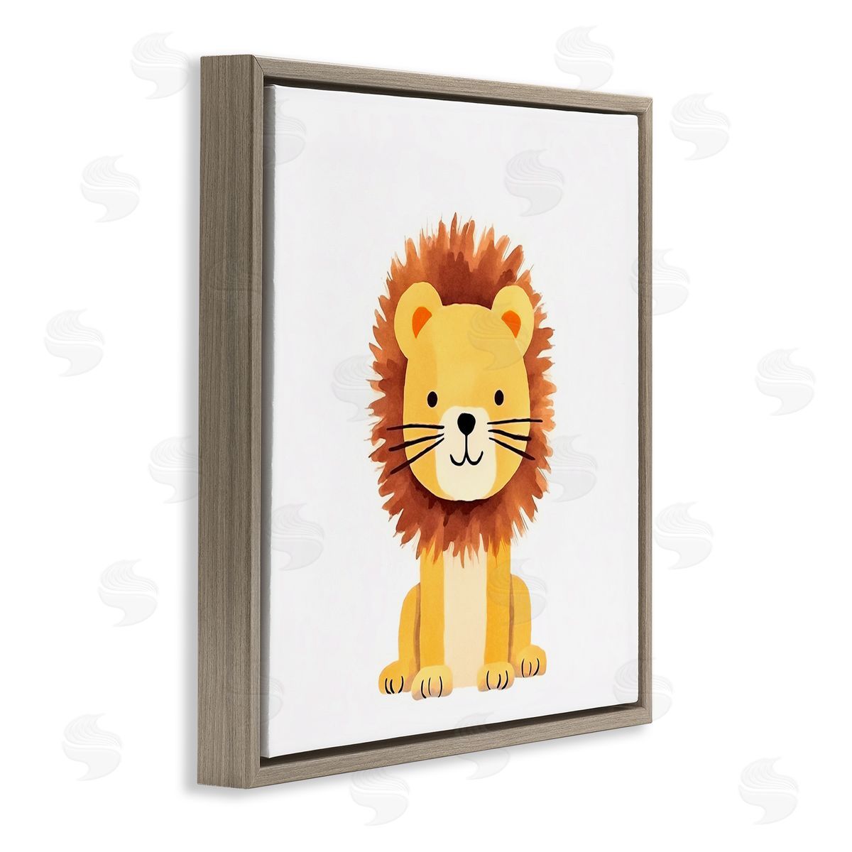 Andrea Haase Sitting Baby Lion Cub Brown Floating Frame Canvas Wall Art Print