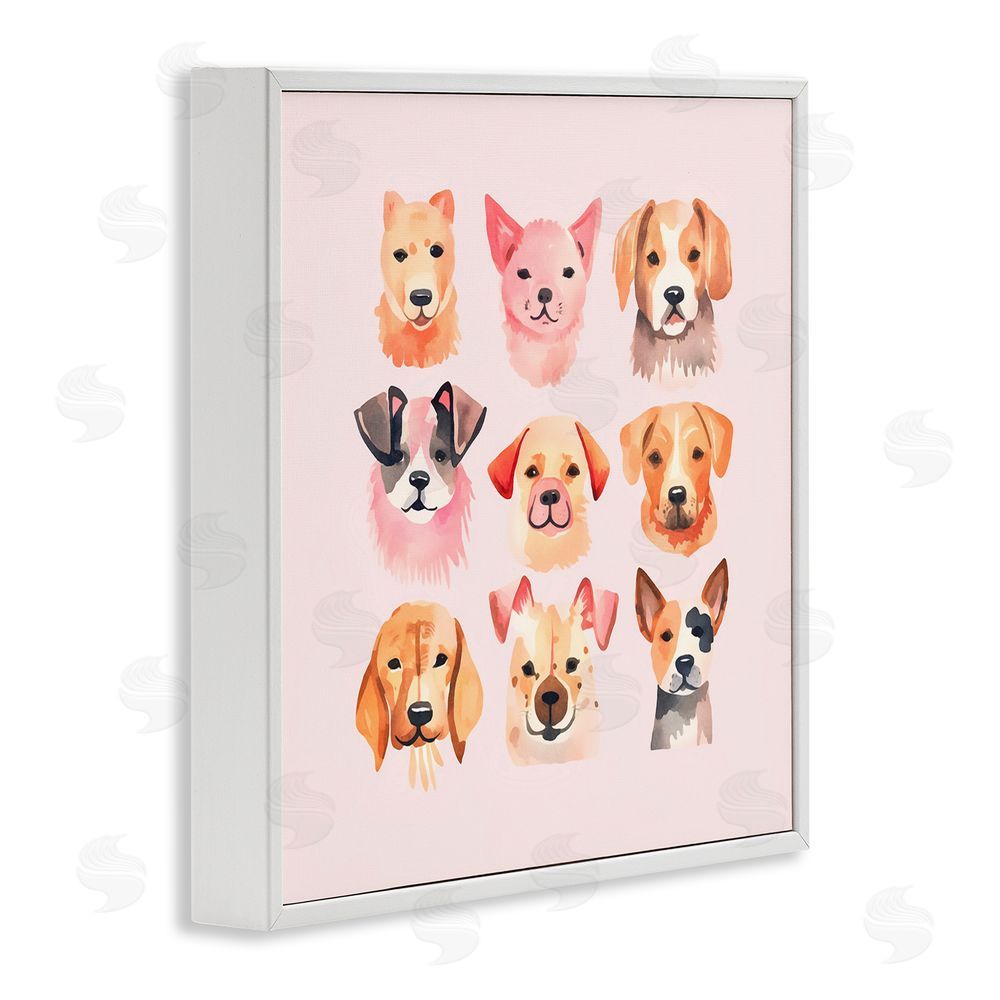 Andrea Haase Whimsy Dog Parade White Framed Giclee Wall Art Print