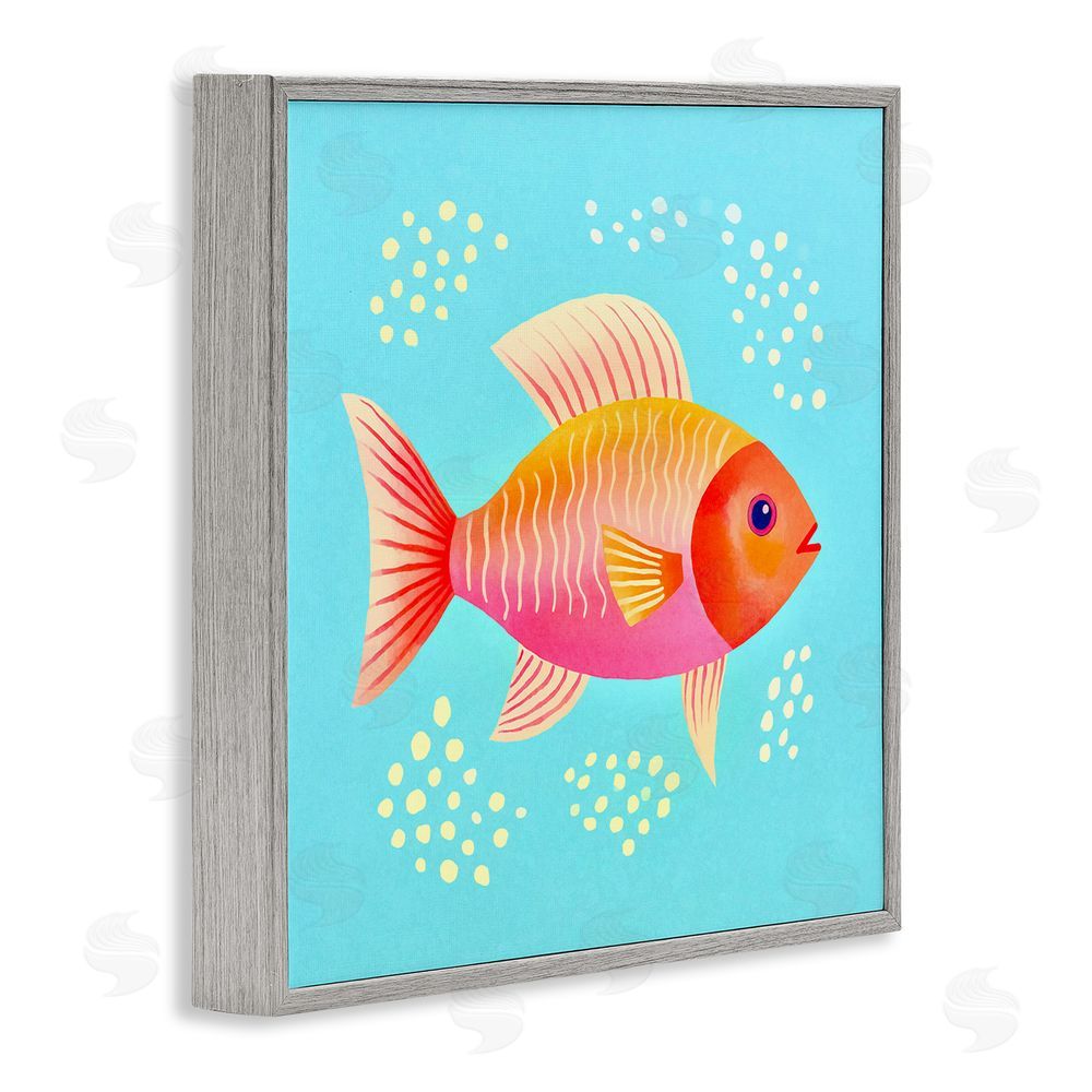 Andrea Haase Whimsical Orange Fish Gray Framed Giclee Wall Art Print