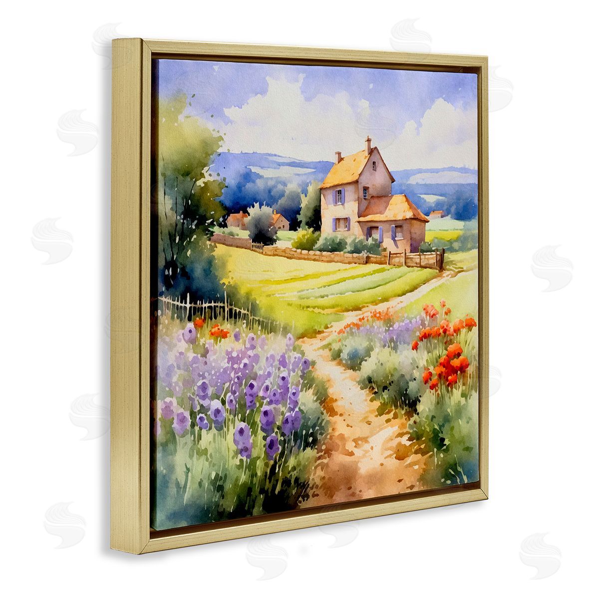 Andrea Haase Summer Lavender Farm Gold Floating Frame Canvas Wall Art Print
