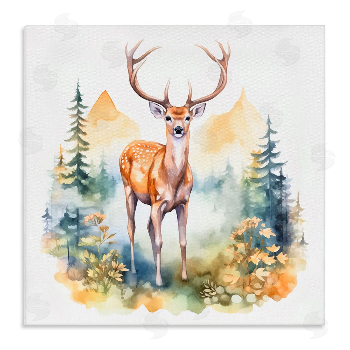 Andrea Haase Wild Deer with Mountains Canvas Wall Art Print