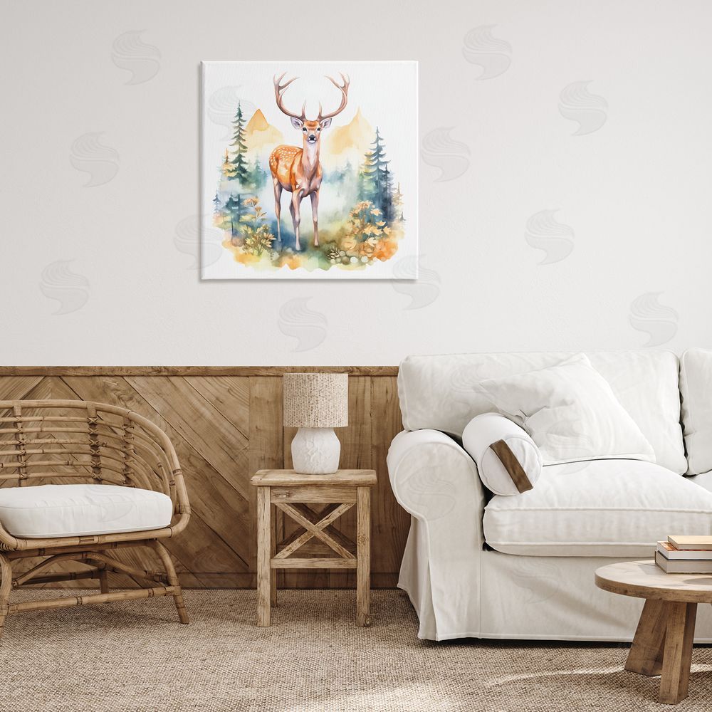 Andrea Haase Wild Deer with Mountains Canvas Wall Art Print in Room