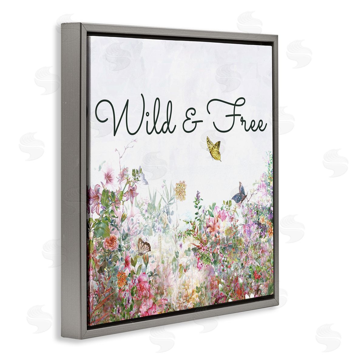 Karen Smith Wild & Free Butterflies Gray Floating Frame Canvas Wall Art Print