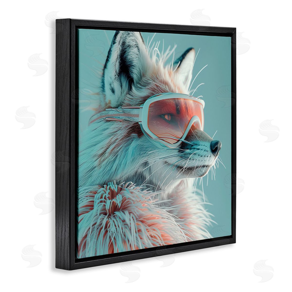 Lazar Studio Winter Whimsy Fox Black Floating Frame Canvas Wall Art Print