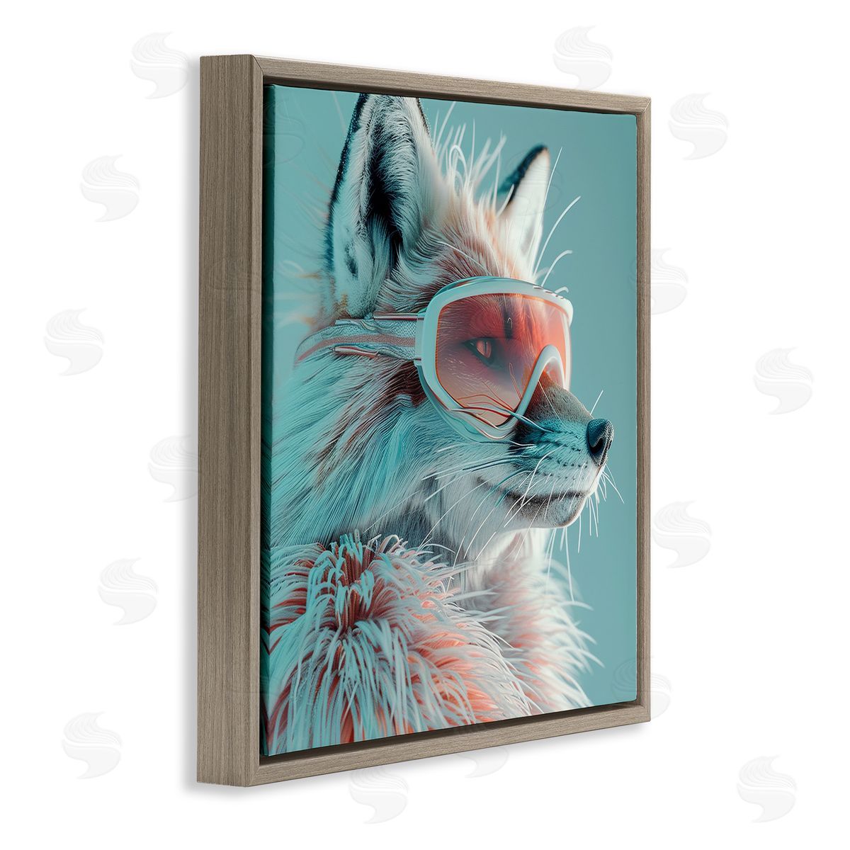 Lazar Studio Winter Whimsy Fox Brown Floating Frame Canvas Wall Art Print