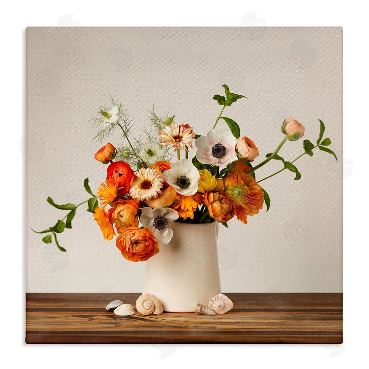 Leah McLean Orange & White Still Life Canvas Wall Art Print