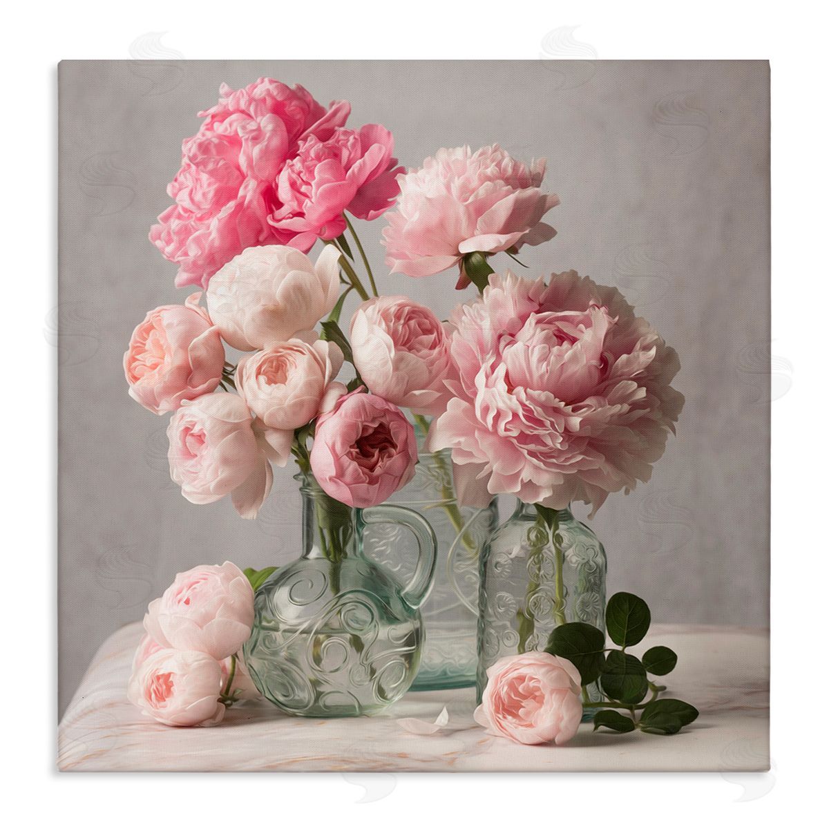 Leah McLean Rose & Peony Duet Canvas Wall Art Print