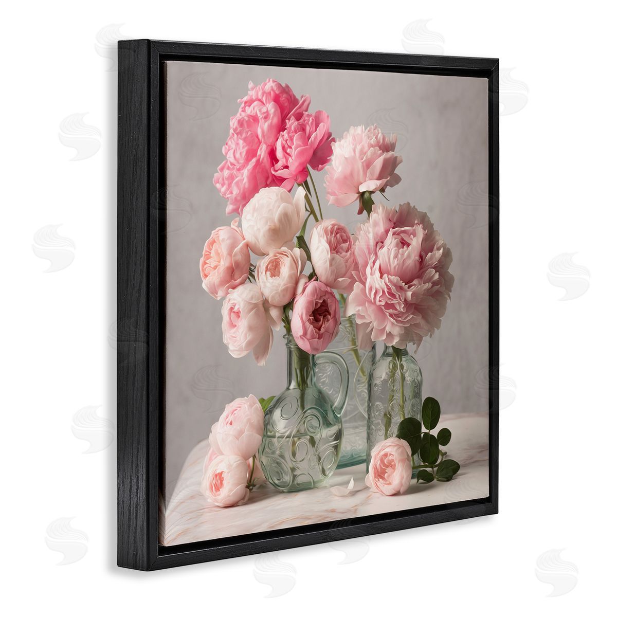 Leah McLean Rose & Peony Duet Black Floating Frame Canvas Wall Art Print