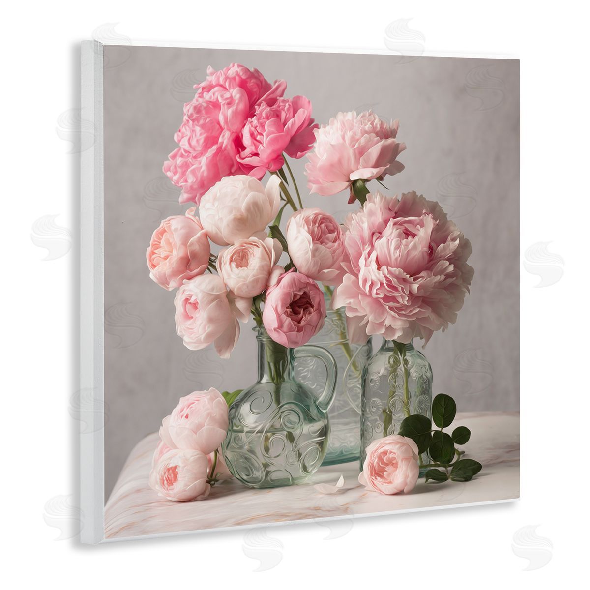 Leah McLean Rose & Peony Duet Wooden Wall Plaque Art Print
