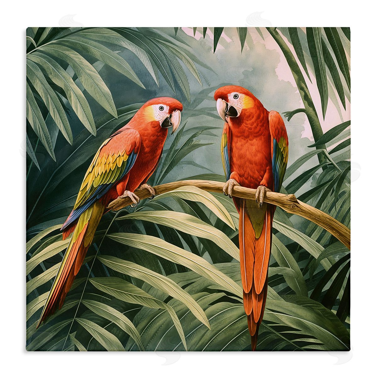Steve Hunziker Parrot Duo in Rainforest Canvas Wall Art Print