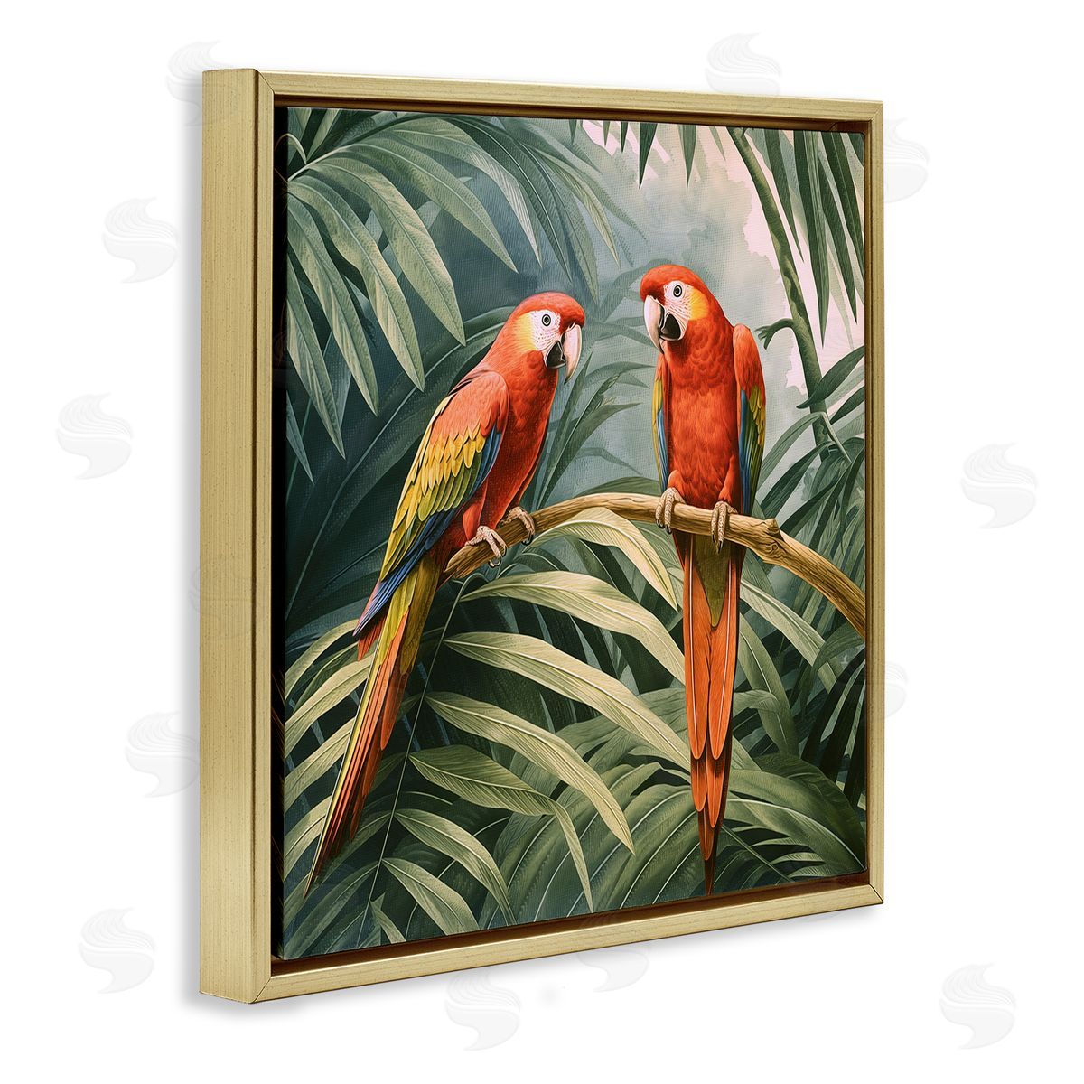 Steve Hunziker Parrot Duo in Rainforest Gold Floating Frame Canvas Wall Art Print