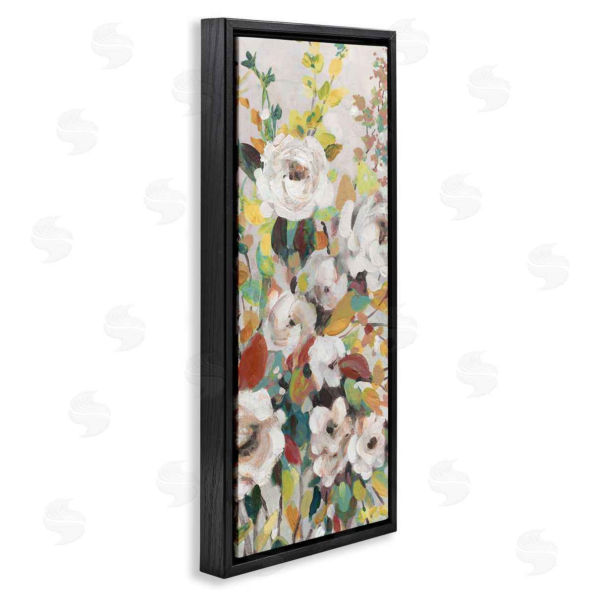 Blooming Roses Array Black Floating Frame Canvas Wall Art, Home Decor by Carol Robinson